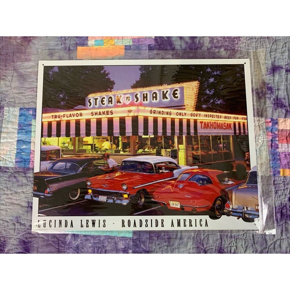 Steak N Shake Lucinda Lewis USA Metal 16x12.5 Sign Wall Decor Bar Man Cave Shop